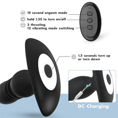 3 thrust 12 Vibration Silicone Remote Control Prostate Vibrator Massager