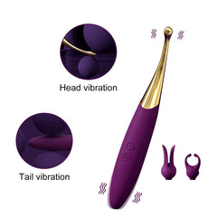 10 leistungsstarke Vibrationsmodi. Geräuscharmer Vibrator mit austauschbaren Köpfen.