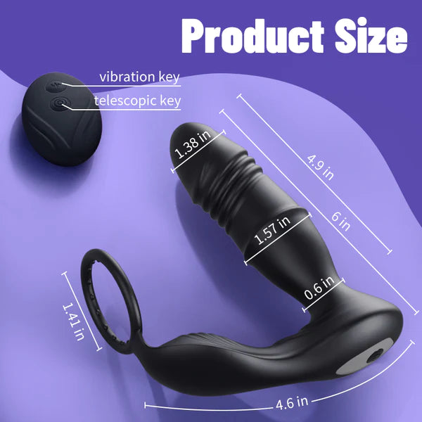 Vibration & Penis Ring Locking Prostate Massager Penis Vibrator
