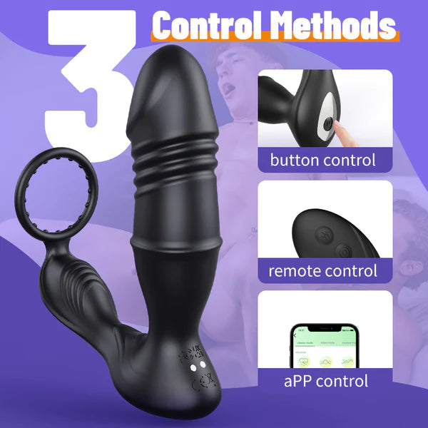 Vibration & Penis Ring Locking Prostate Massager Penis Vibrator