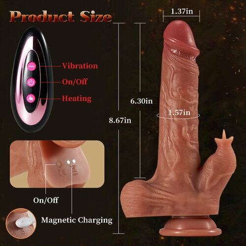 8.67 Inch Realistic Dildo Vibrating Tongue Licking 3 Thrusting & Swinging Heating
