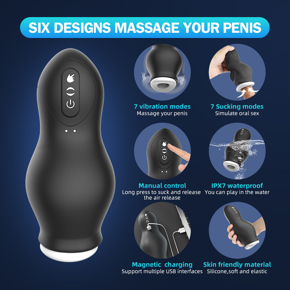 7 Types of Sucking Vibration Male Masturbator Dragon Suction Trainer
