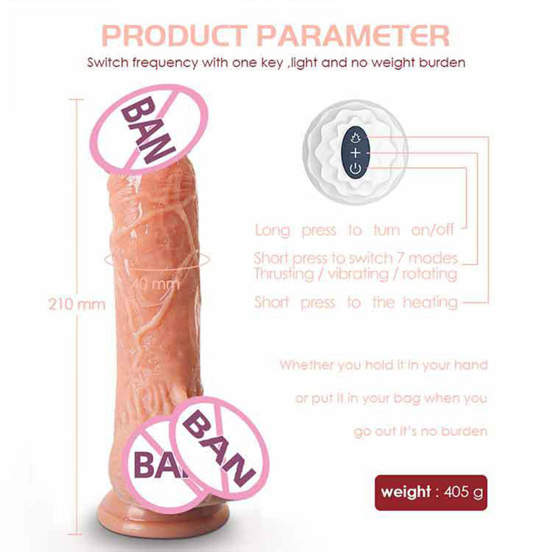 7 Frequency Retractable Swing Silicone Dildo