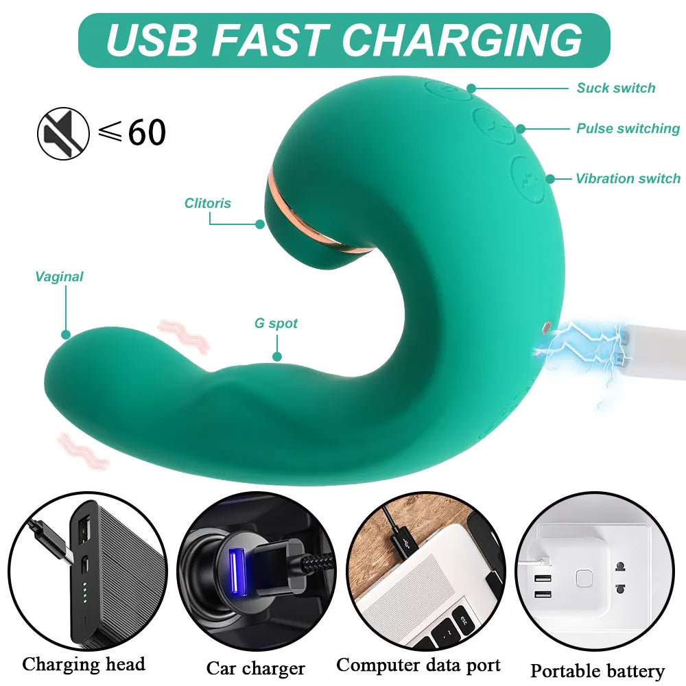 5 Sucking modes Tap the G-spot and suck the vibrator