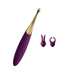 10 leistungsstarke Vibrationsmodi. Geräuscharmer Vibrator mit austauschbaren Köpfen.