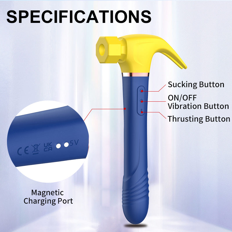 10 Vibration Patterns Silicone Hammer Sex Toy