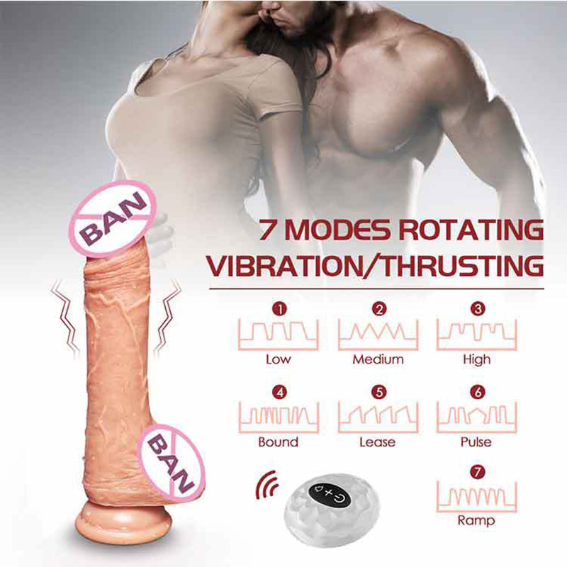 7 Frequency Retractable Swing Silicone Dildo