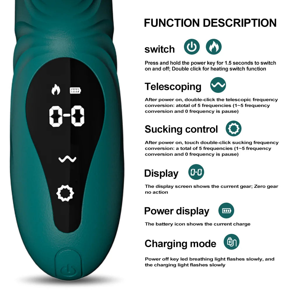 5-Frequenz-Sauger-Teleskop-Heiz-Rabbit-Vibrator