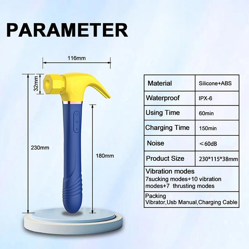 10 Vibration Patterns Silicone Hammer Sex Toy