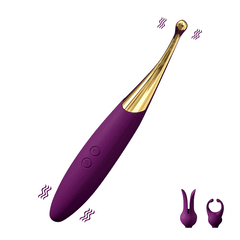 10 leistungsstarke Vibrationsmodi. Geräuscharmer Vibrator mit austauschbaren Köpfen.