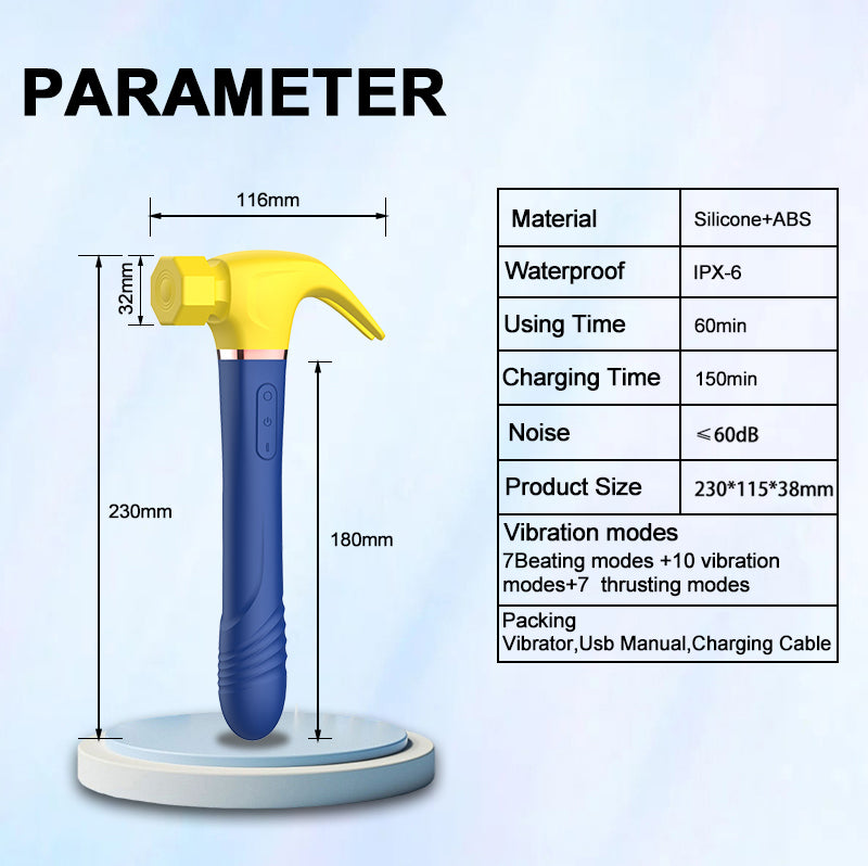 10 Vibration Patterns Silicone Hammer Sex Toy