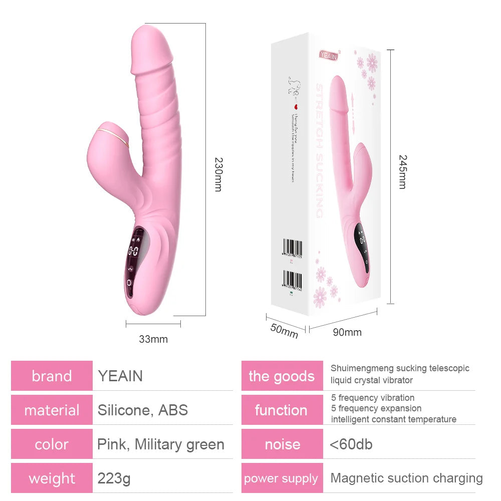 5-Frequenz-Sauger-Teleskop-Heiz-Rabbit-Vibrator