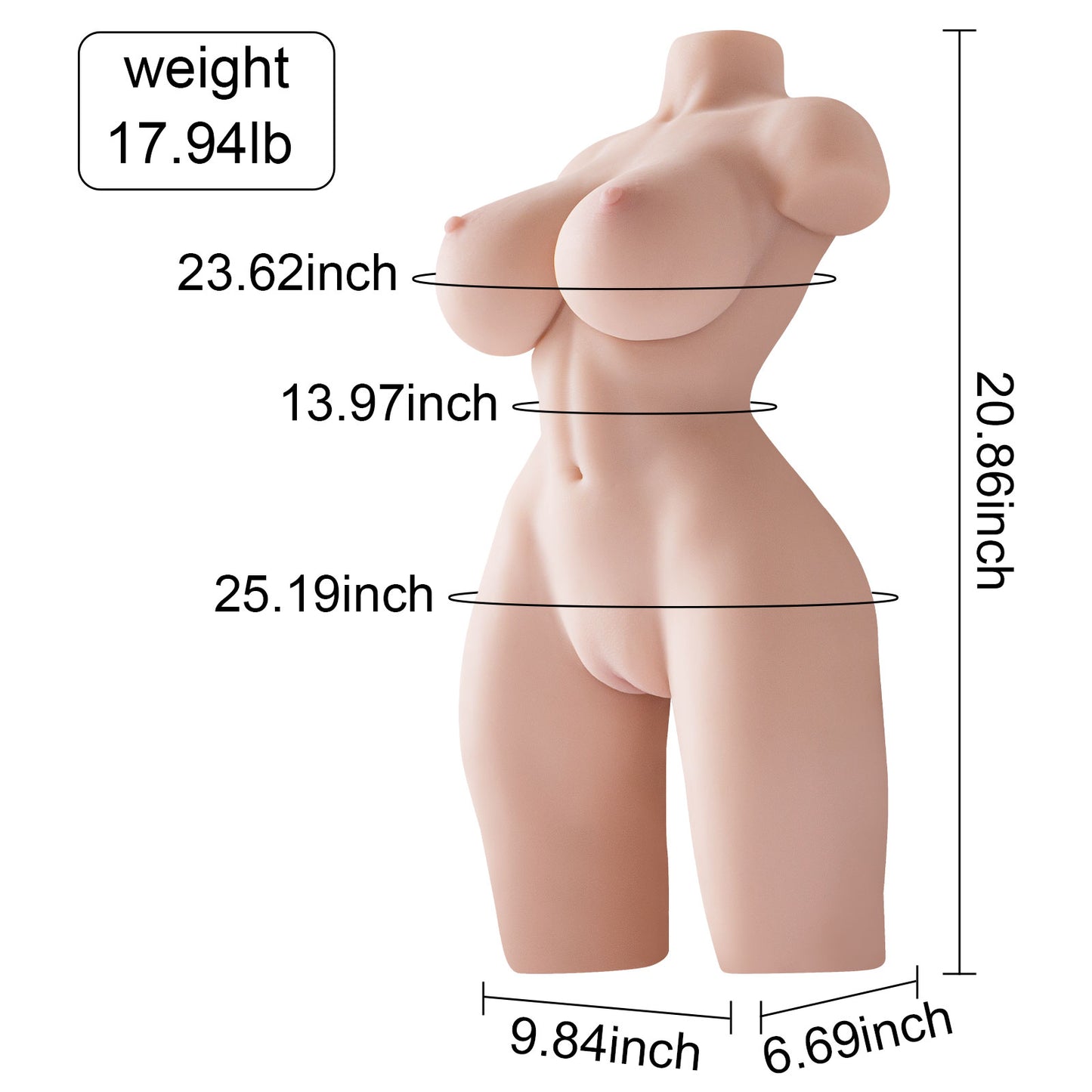 Rosman Life Size Sex Doll Torso 17.94LB BBW Busty Skinny Big Boobs Booty Sexdoll Real Dolls Male Masturbator Adult Toys