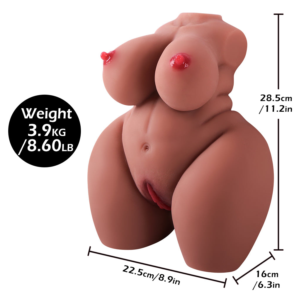 22.5cm Tan Skin Upper Body TPE Fat Love Doll Torso Sex Toy Cosdoll