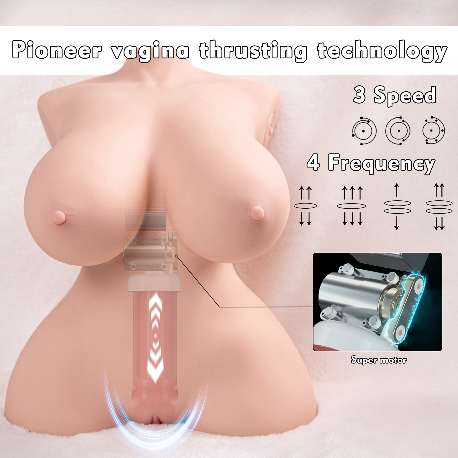 Tiny Automatic Sucking Vibrating Sex Torso 8.5KG Fully Real Love Dolls Female Big Boobs Ass