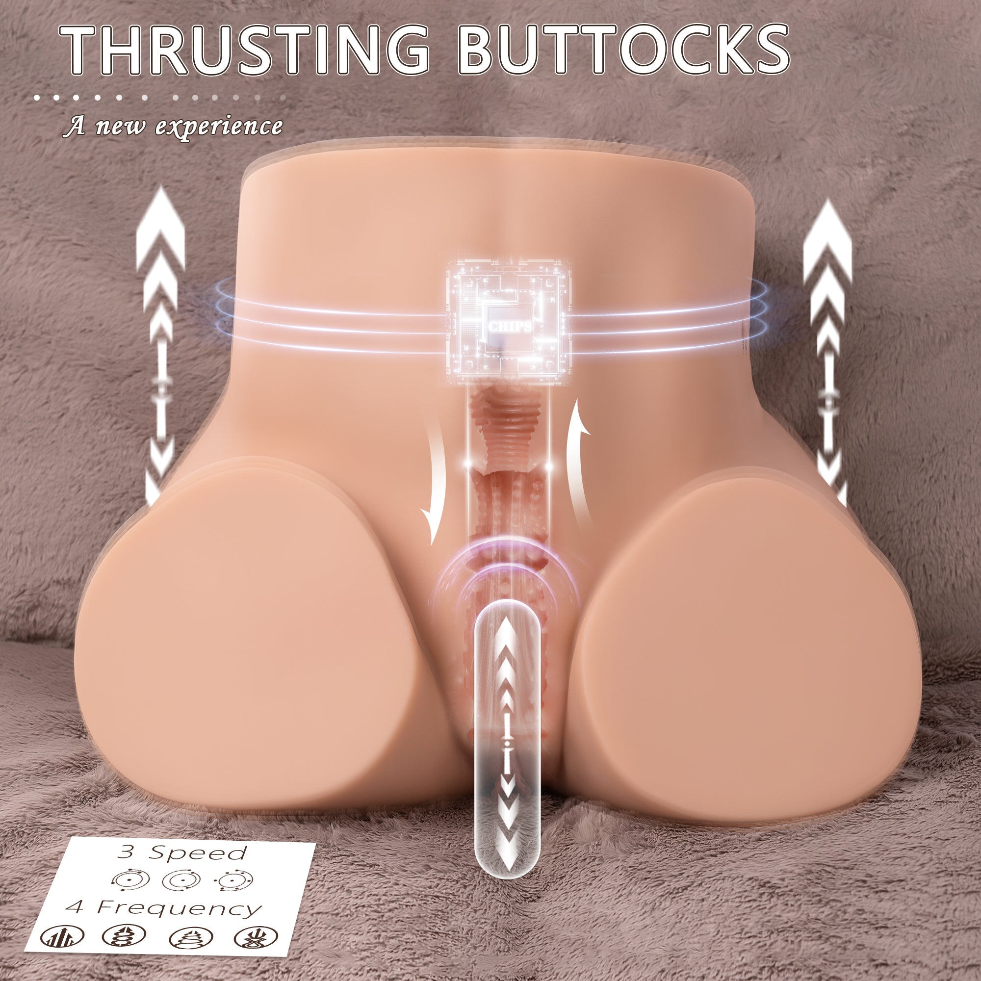 Ethel 25.57LB Realistic Automatic Sucking Vibration Female Big Ass Sex Torso Love Doll Male Masturbator Adult Toy