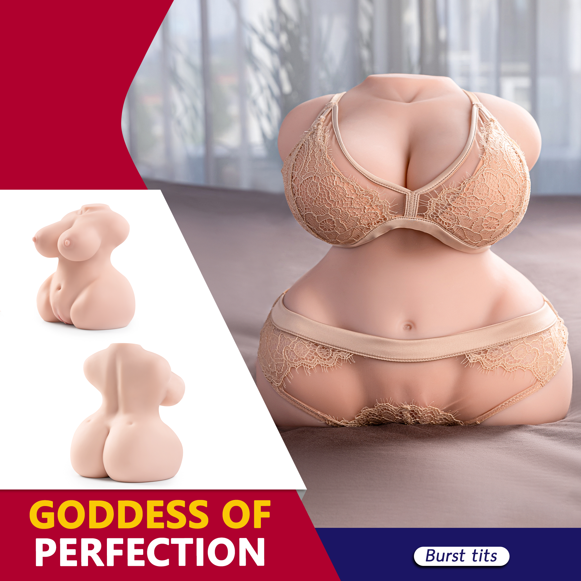 Bob 12.1LB Life Size Two Channel Big Breast Ass Busty Sex Doll Torso Male Adult Love Dolls Toy Masturbator USA In Stock