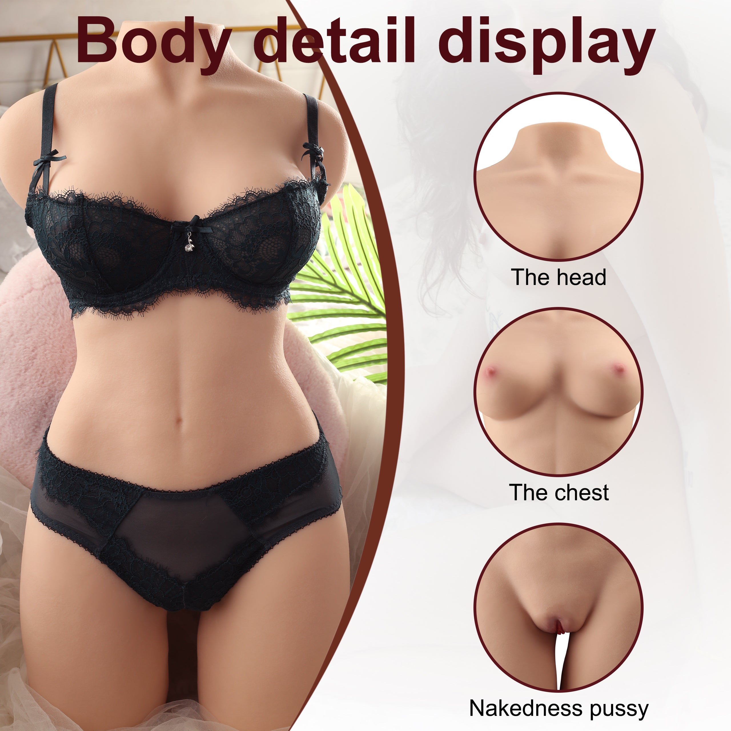 Lauren 40.8LB Life Size Sex Doll Torso Female Torso Love Dolls Realistic Big Boobs Round Hips Male Masturbator Adult Sexy Toy