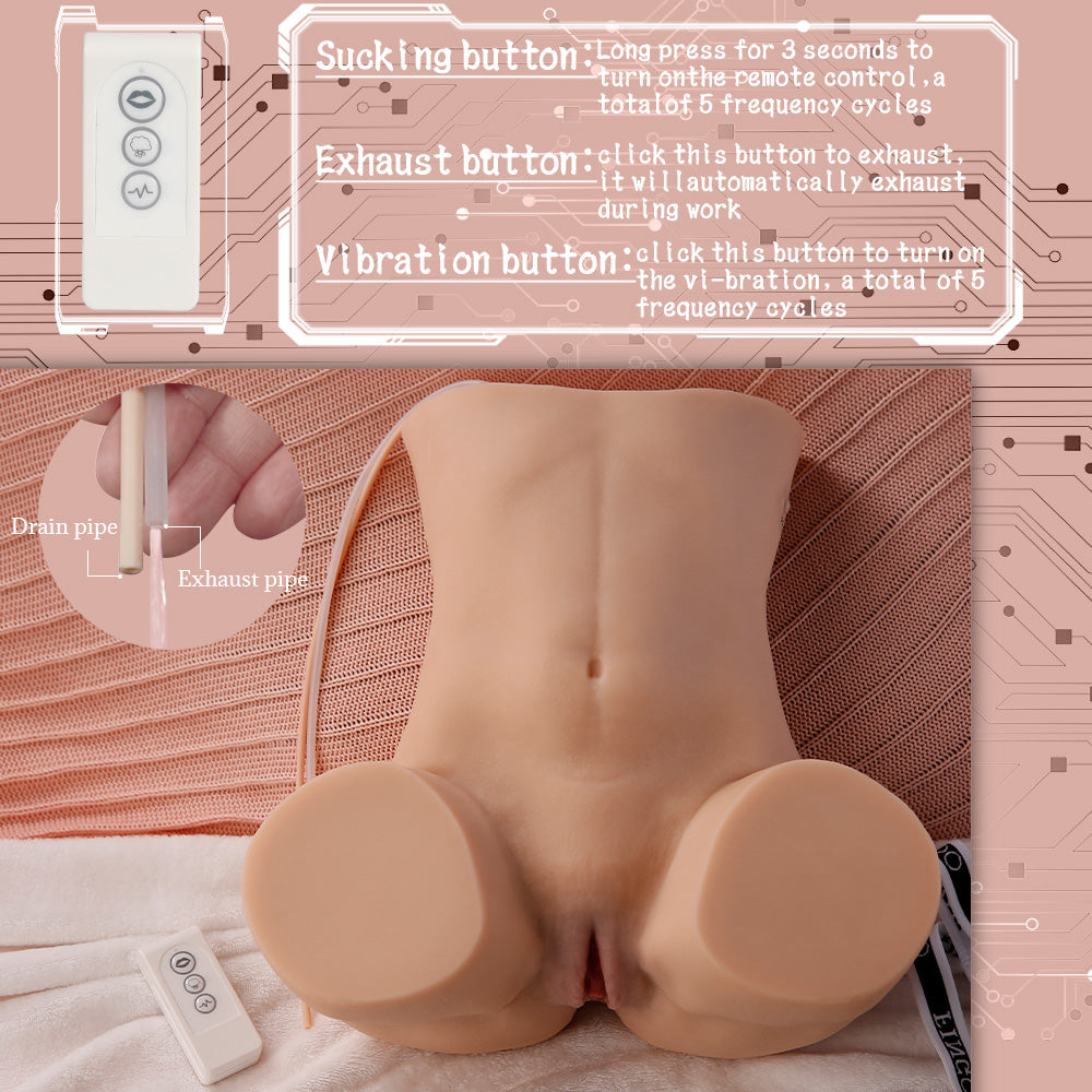 16.97LB Realistic Half Body Vibrating Sucking Ass torso sex doll Adult Sex Toy Male Masturbator Stroker
