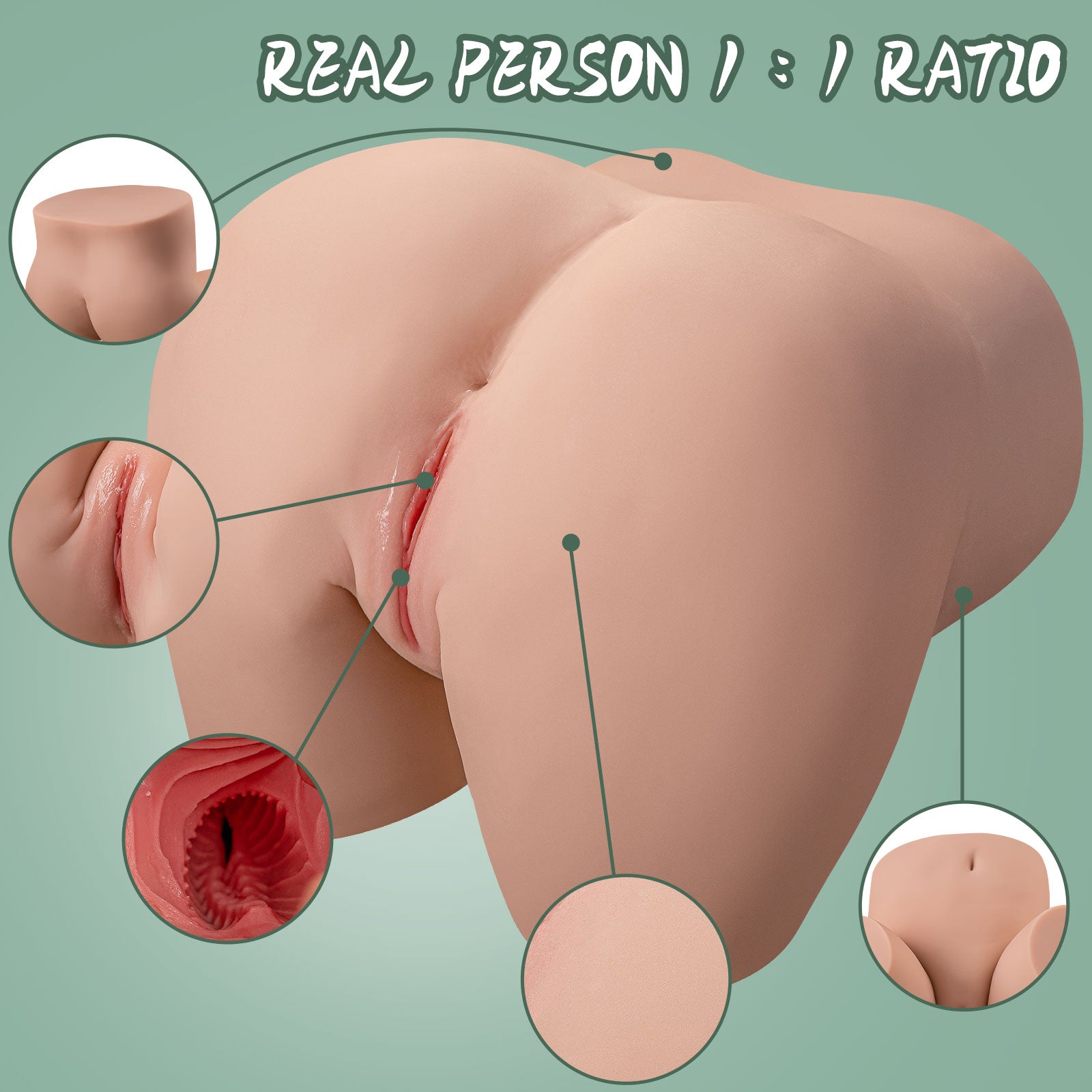 Kama 35.7LB Realistic Automatic Sucking Vibrating Female Big Ass Sex Torso Love Dolls Male Masturbator Adult Sexy Toys