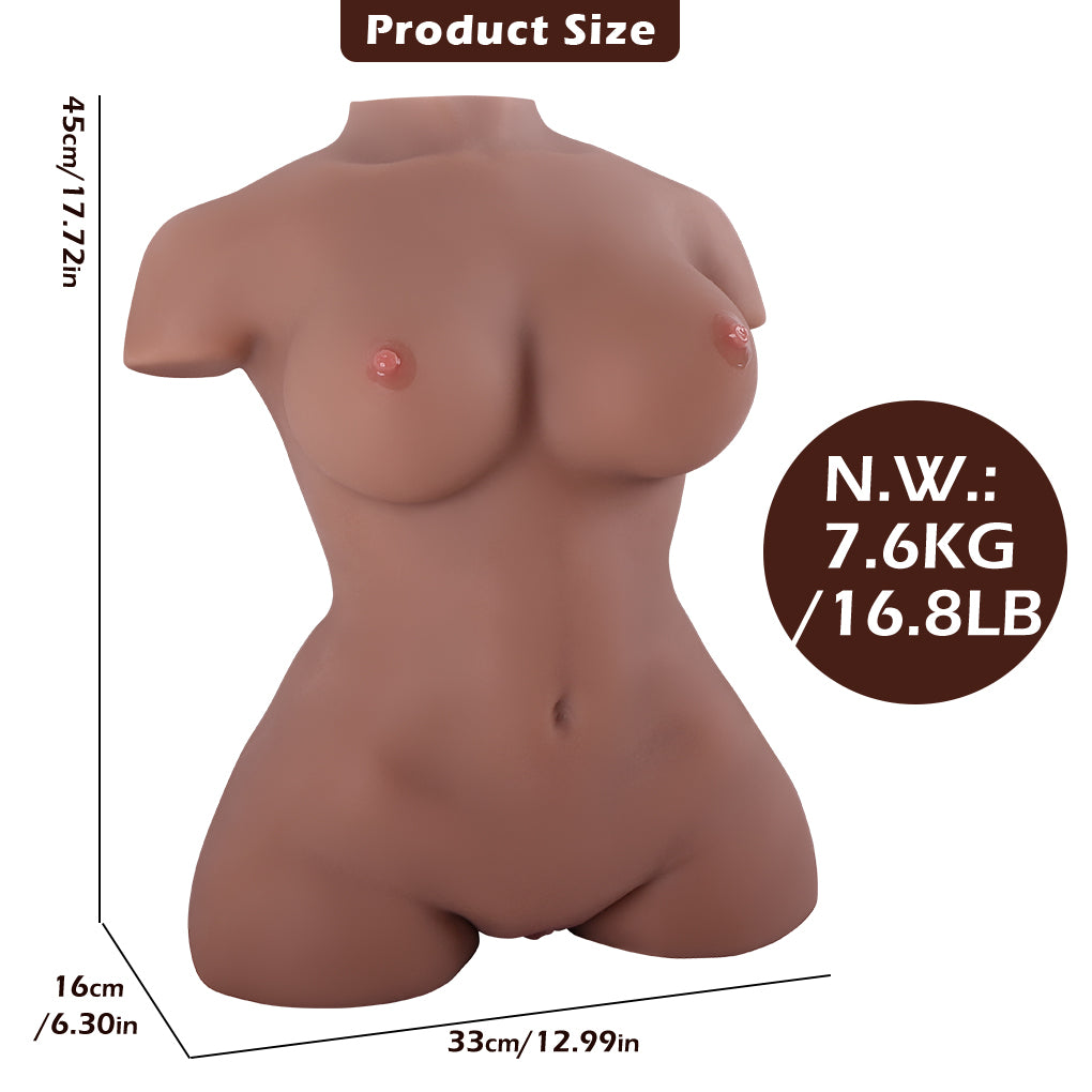 33cm Black Skin Upper Body Sex Doll Torso Toy Masturbator Cosdoll