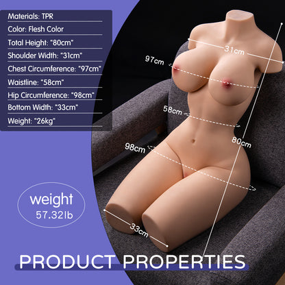 Brandi 57.3LB Lifelike Life Size Sex Doll Torso Realistic Female Full Body Love Dolls Male Masturbator Sex Toys