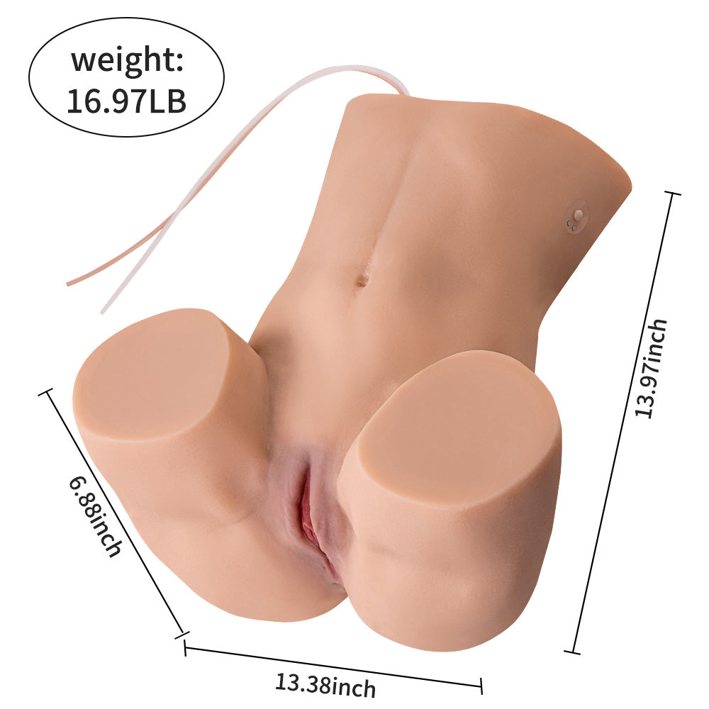 16.97LB Realistic Half Body Vibrating Sucking Ass torso sex doll Adult Sex Toy Male Masturbator Stroker