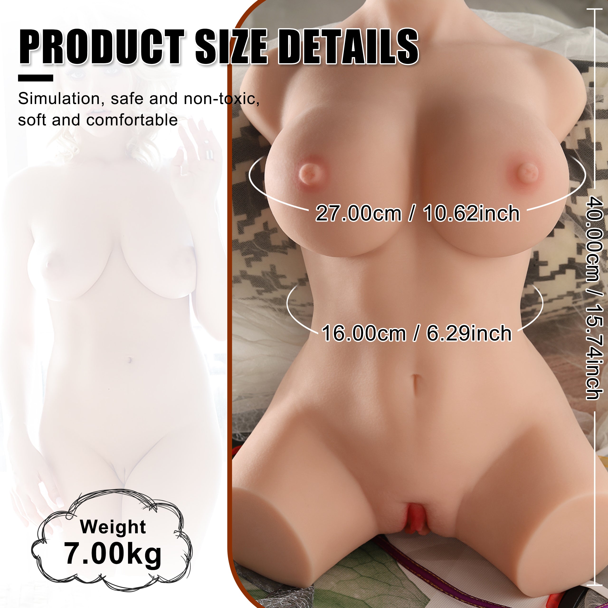 Merida Torso Sex Doll 15.43LB Life Size Sucking Vibrating Male Masturbator Big Boobs Love Toys