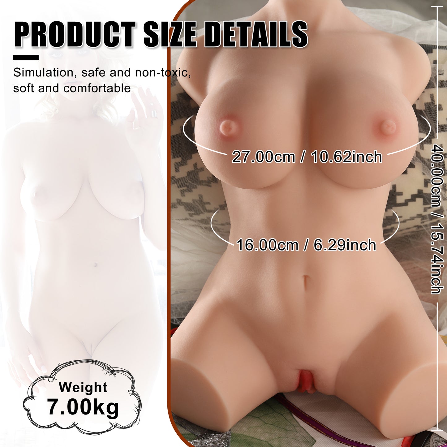 Merida Torso Sex Doll 15.43LB Life Size Sucking Vibrating Male Masturbator Big Boobs Love Toys