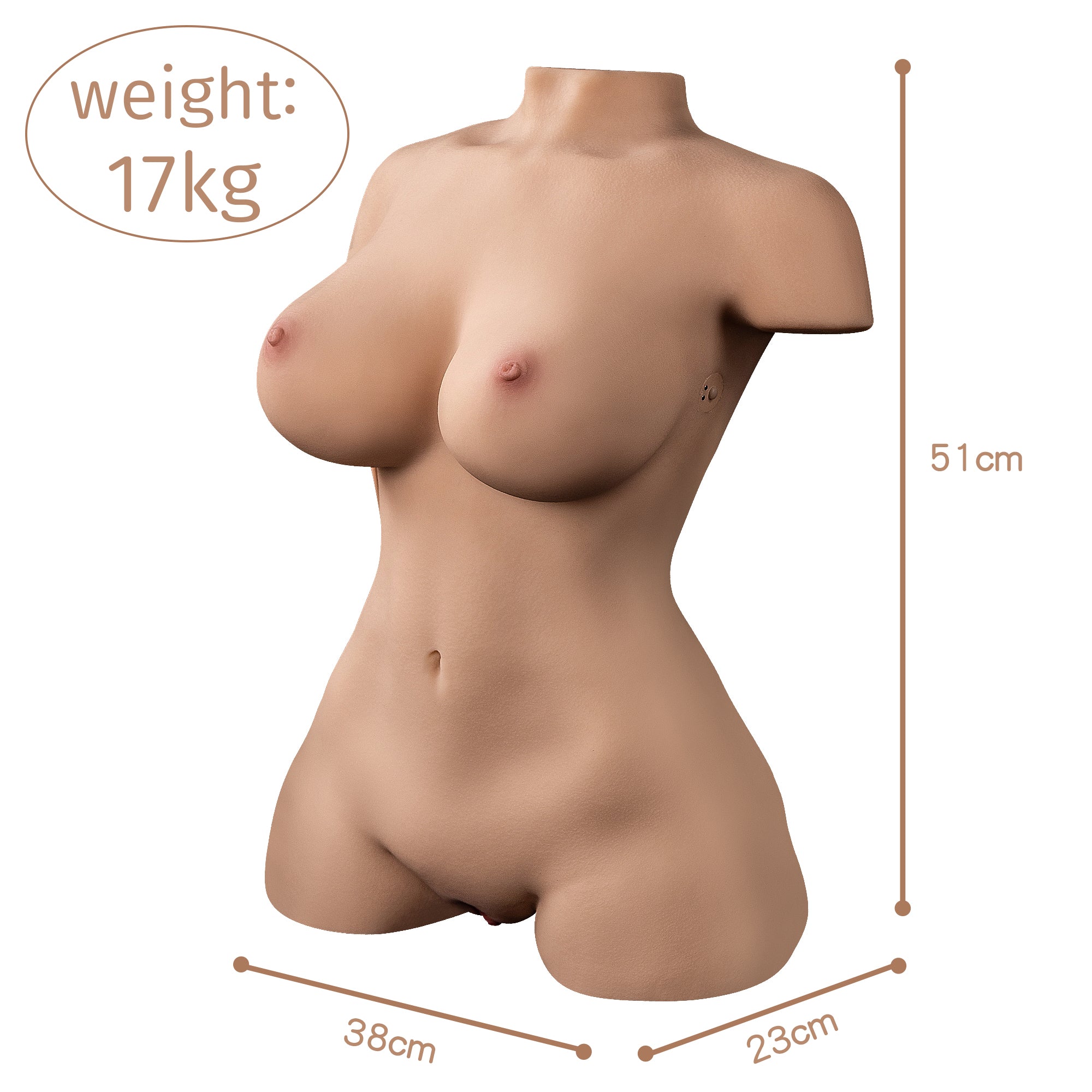 Jiaolica Realistic Life Size Sex Doll Torso 17KG Sucking Vibrating Sexy Toy Male Masturbator