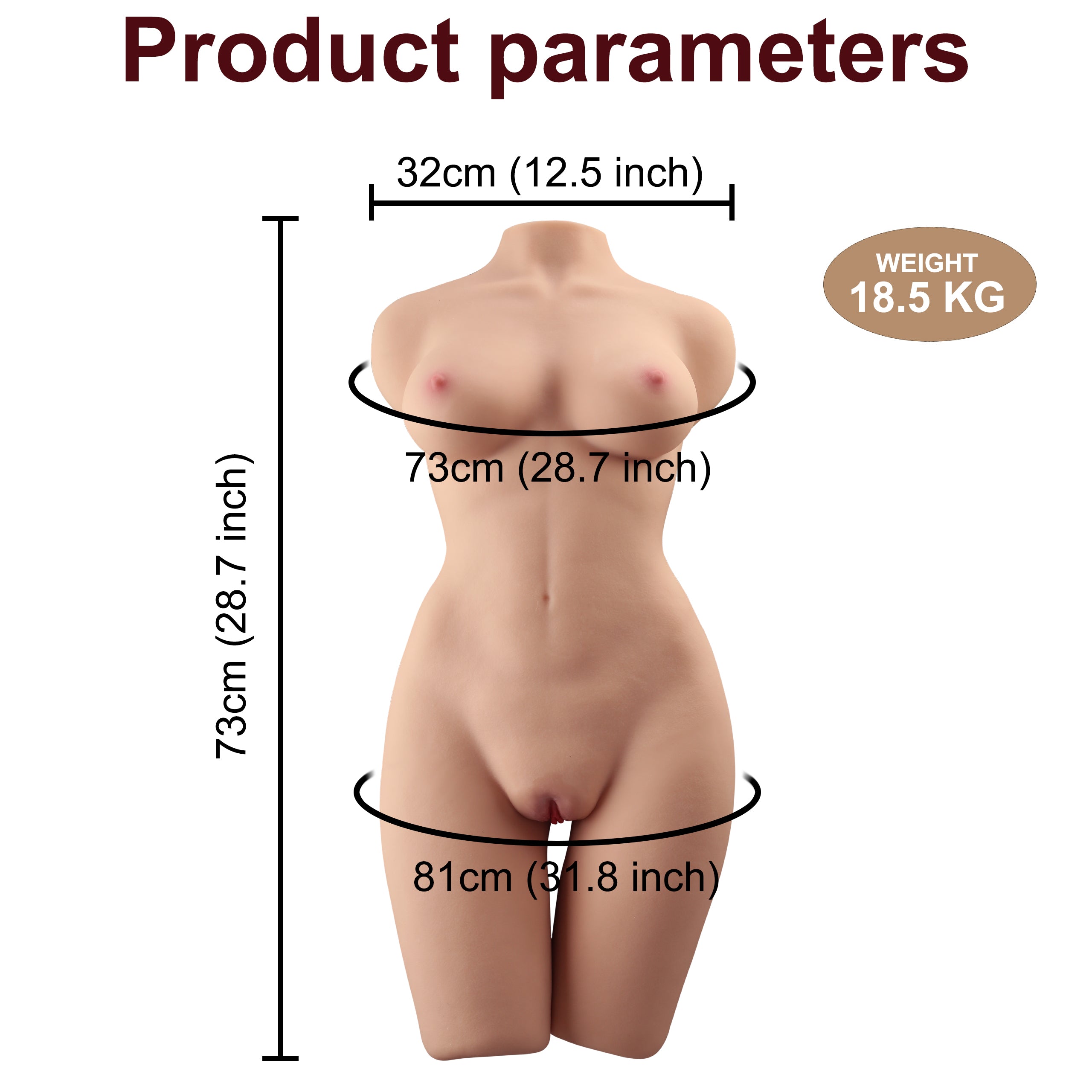 Lauren 40.8LB Life Size Sex Doll Torso Female Torso Love Dolls Realistic Big Boobs Round Hips Male Masturbator Adult Sexy Toy