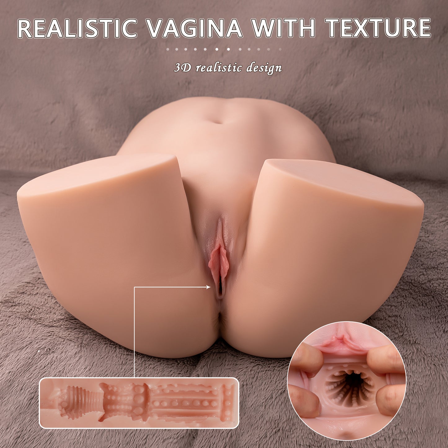 Ethel 25.57LB Realistic Automatic Sucking Vibration Female Big Ass Sex Torso Love Doll Male Masturbator Adult Toy