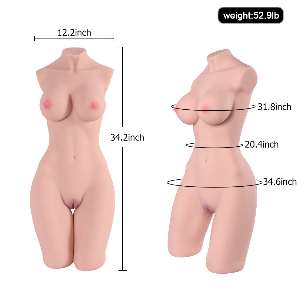 Erica Life Size Realistic Big Boobs Booty Female BBW Torso Sex Dolls 52.9LB Pocket Pussy Love Doll Male Masturbator
