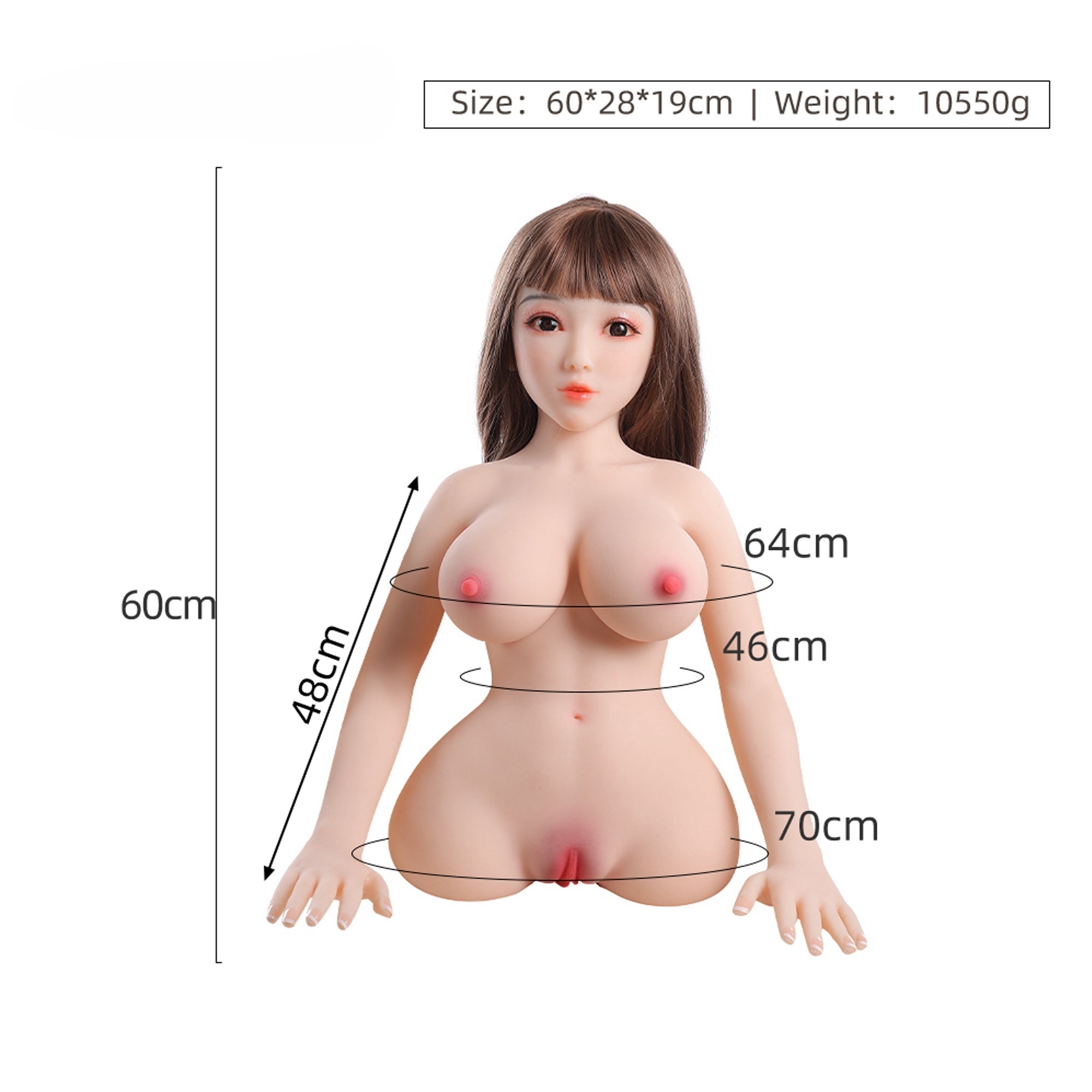 43cm Long Hair Life Like Upper Body Sex Doll Torso with Head Cosdoll